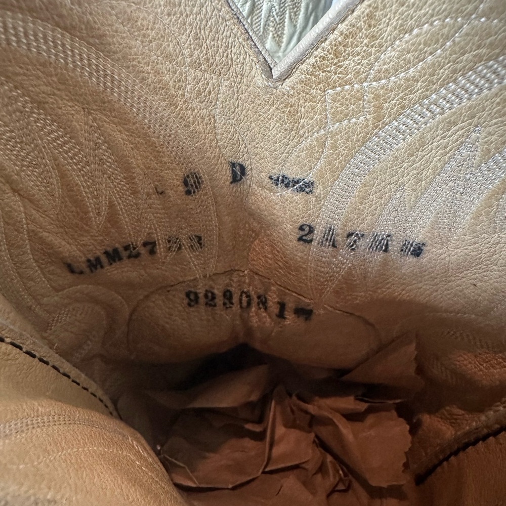 **SOLD**Vintage Larry Mahan Cream Ostrich Leather Men’s 9 Women’s 10–10.5 - Picture 10 of 10